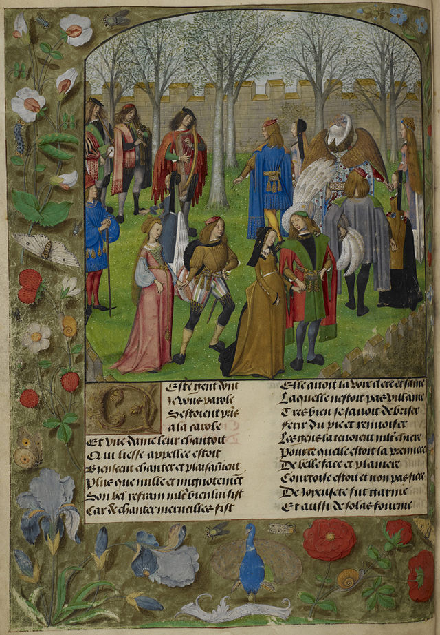 The_Carolle_in_the_Garden_-_Roman_de_la_Rose_(c.1490-1500),_f.14v_-_BL_Harley_MS_4425