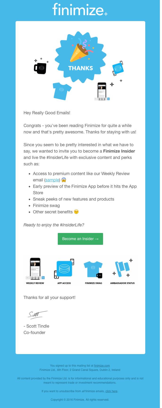 esempio di email di ringraziamento